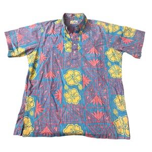 Vintage Rare Reyn Spooner Topless Hawaiian Traditionals Floral  Aloha  L CC14
